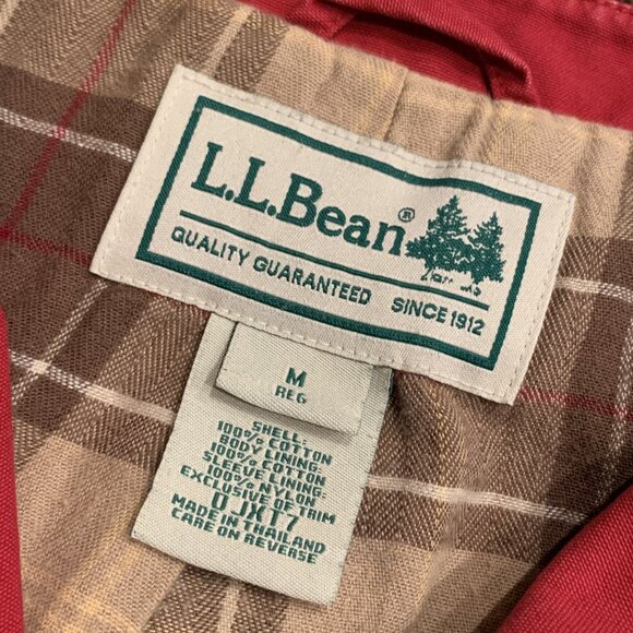 Vintage LL Bean Chore Jacket Red Canvas Flannel Lined Corduroy Trim Women's Med - Picture 4 of 8